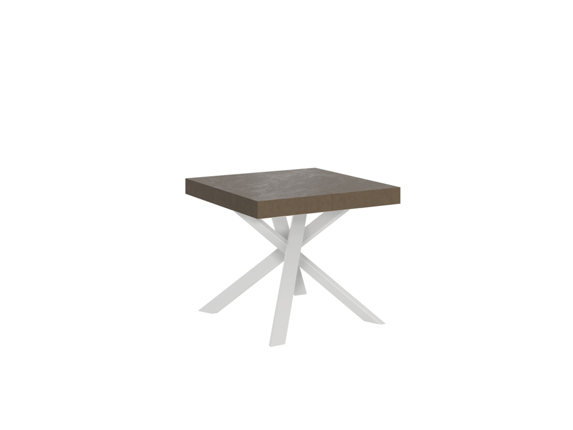 Mesa Extensível 90/194x90 Cm Clerk Cinza Pomba Com Pés Brancos Itamoby