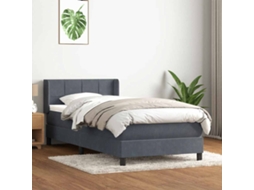 Vidaxl Cama Com Molas/colchão Cinza-escuro 80x210 Cm Veludo
