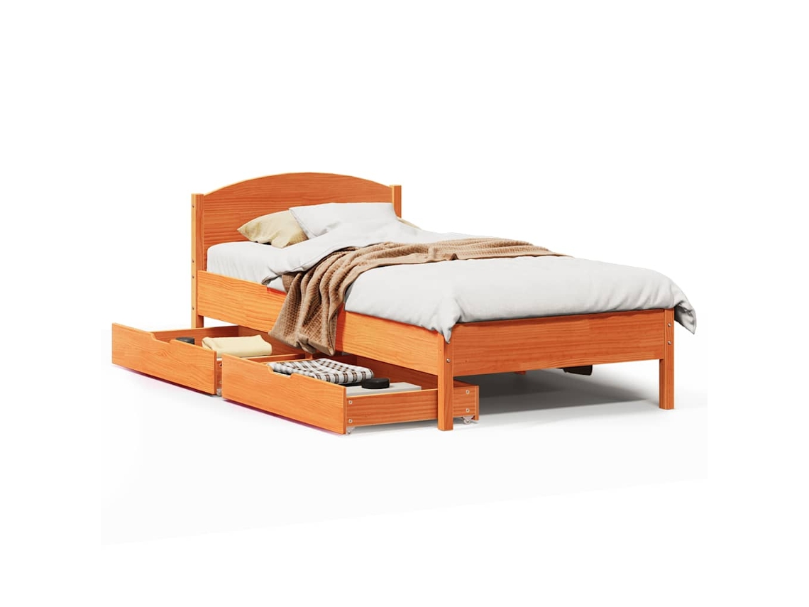 Cama Sem Colchão 75x190 cm Madeira de Pinho Maciça Castanho mel MAISON EXCLUSIVE