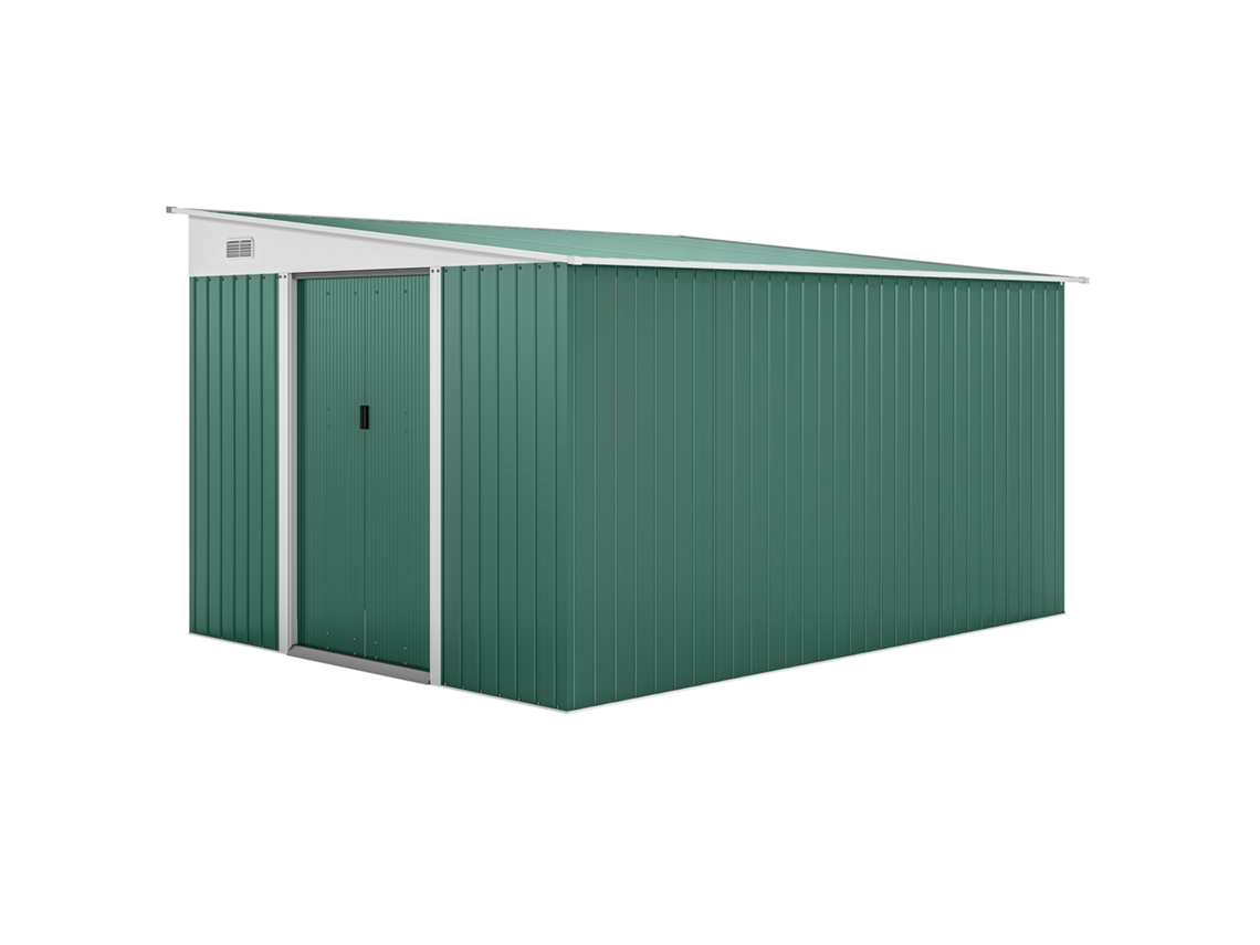 Casetta Gives Garden With Door Scorrevole. In Steel. 345x280. 5x169 - 201cm. Green