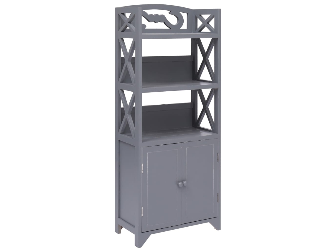 Vidaxl Armário De Casa De Banho 46x24x116cm Madeira Paulownia Cinzento