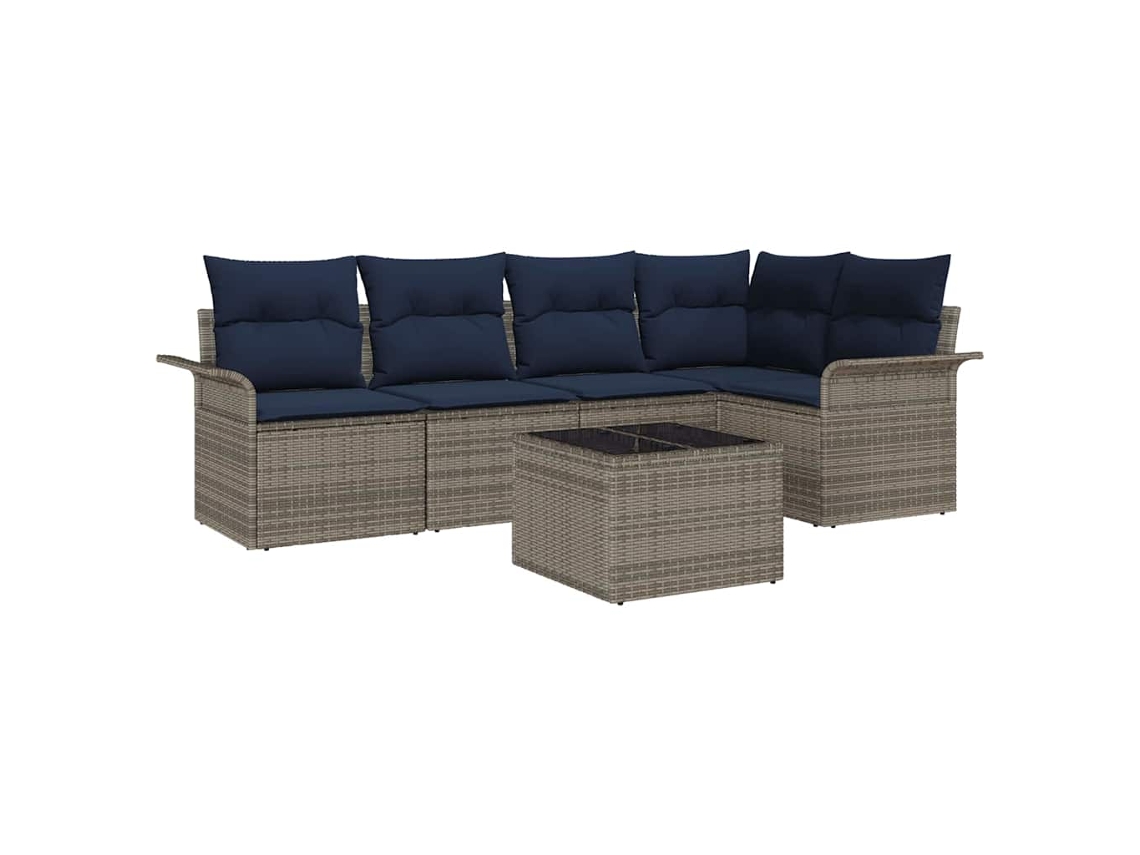Maison Exclusive - Conjunto De Sofá De Jardim 6 Pcs Cinzeto Vime Pe