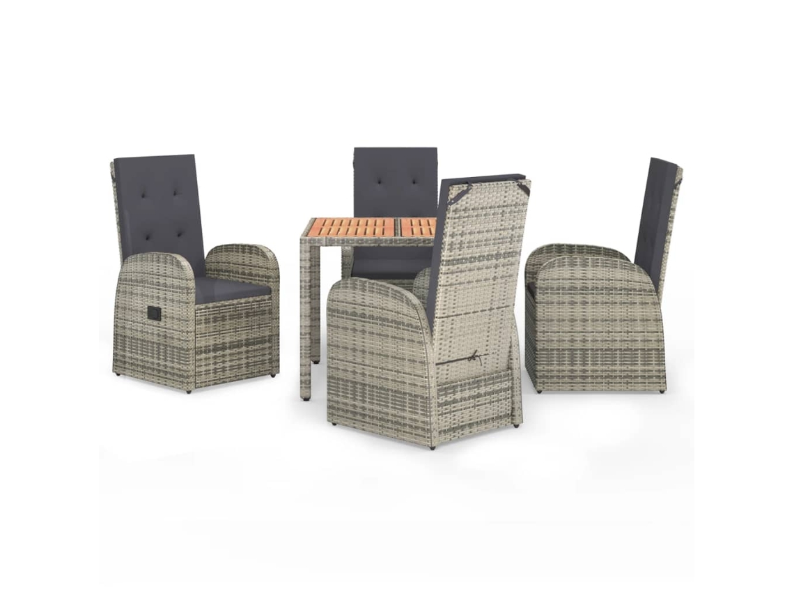 Garden Dining Set, Garden Dining Sets Vidaxl Cinzeto Rattan / Vime (mesa Com 90 Cm De Comprimento)