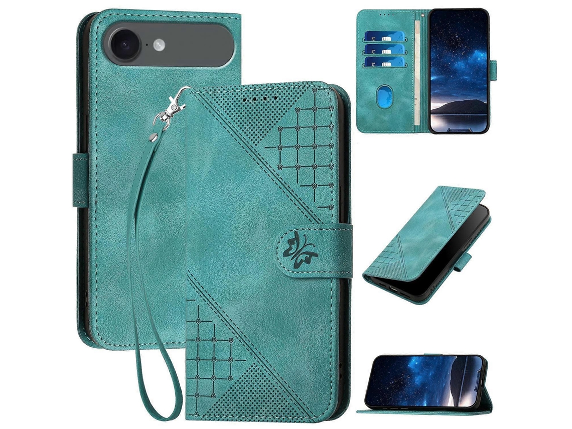 Yx0080 Capa De Celular De Couro Com Padrão De Borboleta Em Relevo E Cordão
