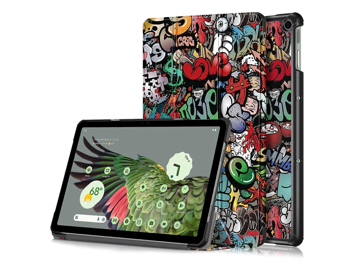 Capa de couro sintético com estampa de grafite Hengrongshen para Google Pixel 4 XL, suporte triplo e capa protetora à prova de choque.
