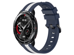 Bracelete de Smartwatch para Honor Watch GS Pro 22mm de silicone vertical de duas cores (azul + branco)