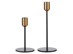 Suporte Para Velas Metal 2 Peças Design Moderno Simples Preto Antigo Casa Casamento