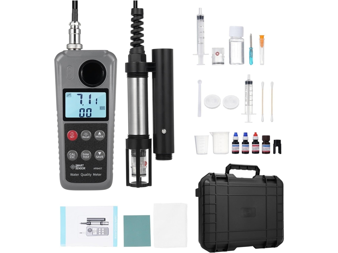 Medidor De Solo, Testador Digital 6em 1 Oxigênio Dissolvido, Detector Qualidade Da Água, Ph, Temperatura