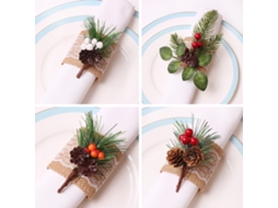 Laxiscreed Pack De 2 Guardanapos De Fruta Vermelha Para Natal, Conjunto De 4 Peças