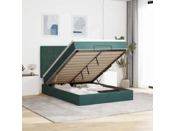 Estrutura Cama Otomana Colchões 140x200 Cm Veludo Verde Escuro