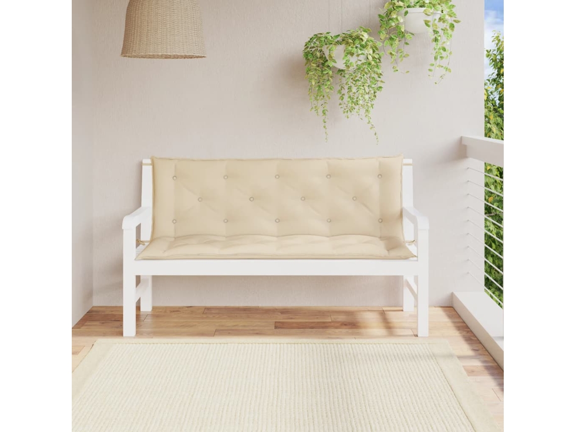 Vidaxl Almofadões Banco Jardim 2 Pcs 150x50x7cm Tecido Oxford Bege