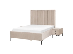 Conjunto De Dormitorio Beliani Sezanne De Terciopelo Gris 150x215x142