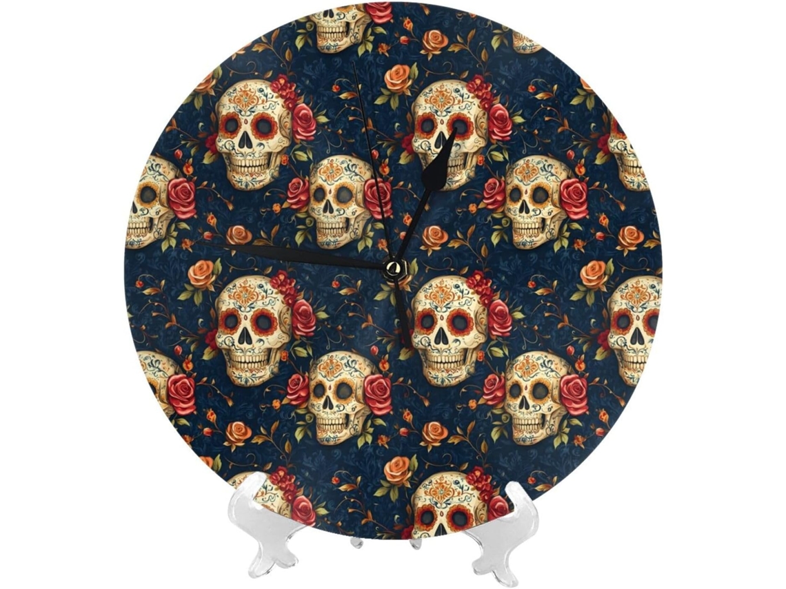 Relógio De Parede De 25cm 10 Polegadas Com Estampa Floral De Rosas, Moderno E Silencioso, Pequeno, Alimentado Por
