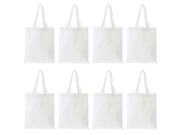 Conjunto de 8 Sacolas de Compras Dobráveis ​​para Sublimação em Lona, 35x30cm, Brancas GOKOCO