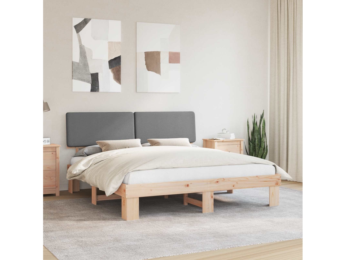 Vidaxl Estrutura De Cama Com Cabeceira Estofada Cinzento-claro
