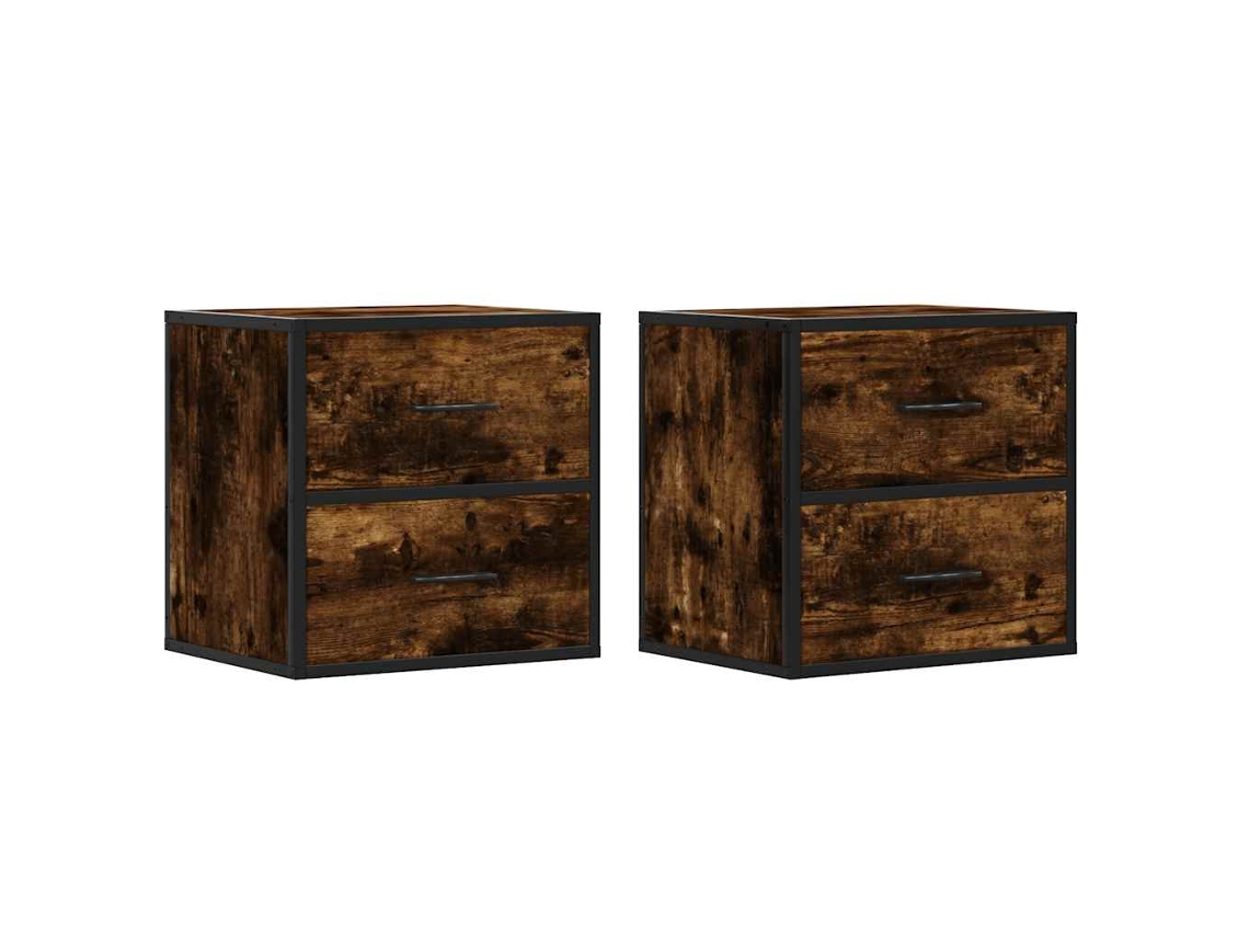 Conjunto de 2 Mesas de Cabeceira de Parede Carvalho Fumado MAISON EXCLUSIVE (40x31x39,5 cm)