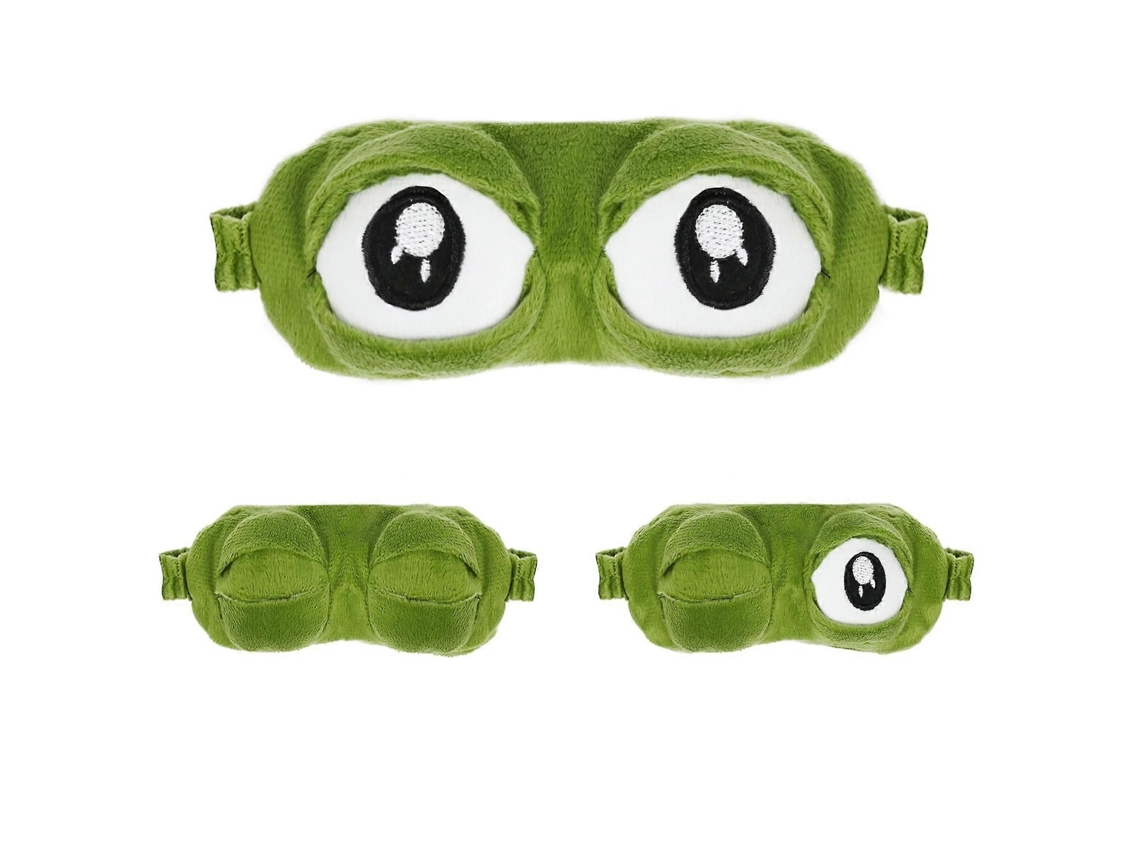 Máscara de Dormir Divertida com Desenho Animado de Sapo Verde, 3d, em Pelúcia. Ideal para Dormir. TAISHENGDA