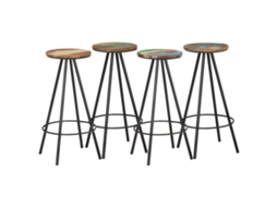 Vidaxl Bancos De Bar 4 Pcs Madeira Recuperada Maciça