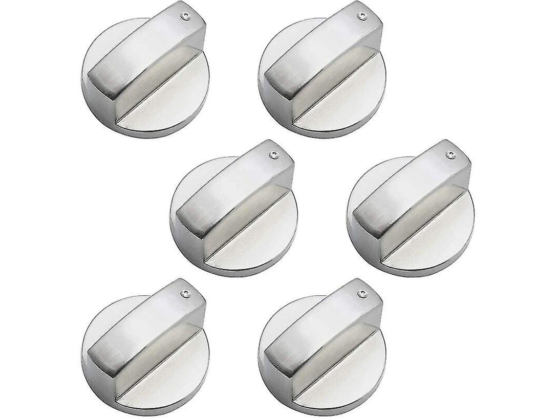 Perillas De Controle Universal De Metal Para Cozinha A Gás Com Diâmetro De Vástago De 6mm, 6 Peças, Aço Zinco Prata