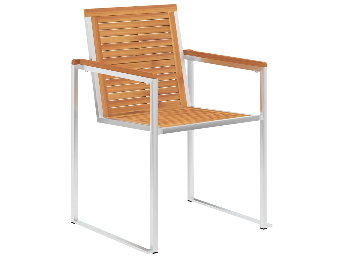 Maison Exclusive - Cadeiras De Jardim 8 Pcs Madeira Acácia Maciça E Aço Inoxidável