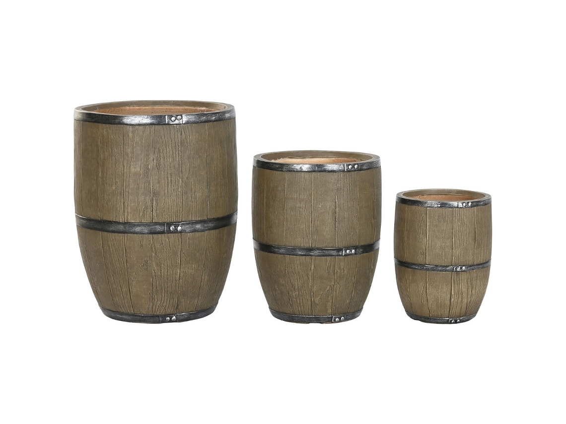 Plantador Home Esprit Castanho Magnésio Cottage 47 X 47 X 61 Cm (3 Peças)