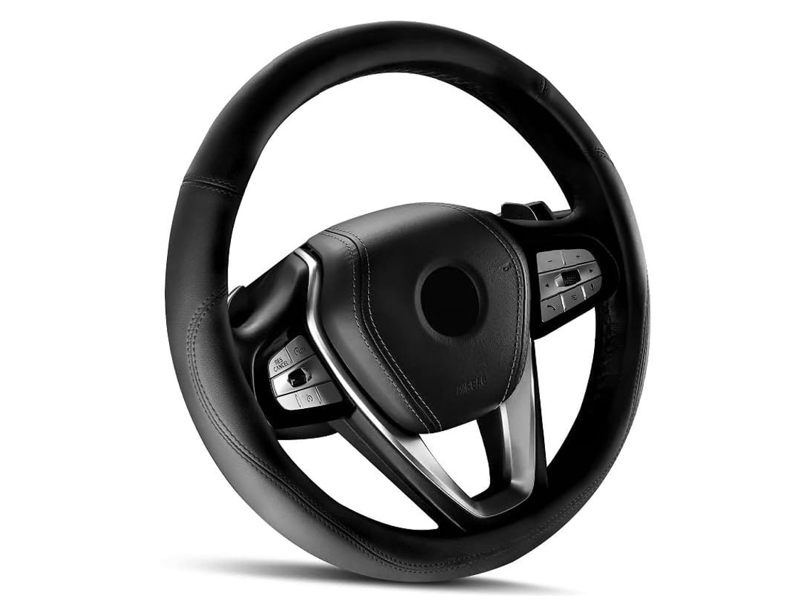 Capa Volante Pele Nappa 38cm Revestimento Silicone Anti derrapante Universal Acessórios Interior Automóvel STELASPLEN