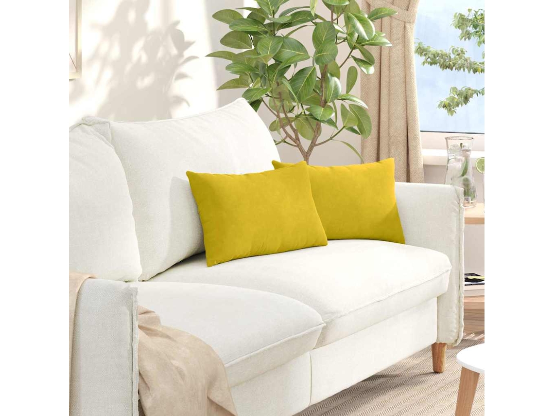Vidaxl Travesseiros De Sofá 2 Pcs Amarelo 50 X 30 Cm