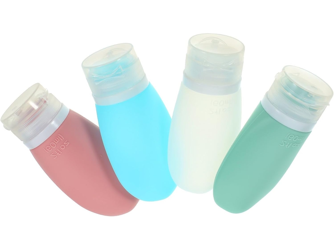 Conjunto De 4 Garrafas De Viagem De Silicone Macio, Embalagem Compacta