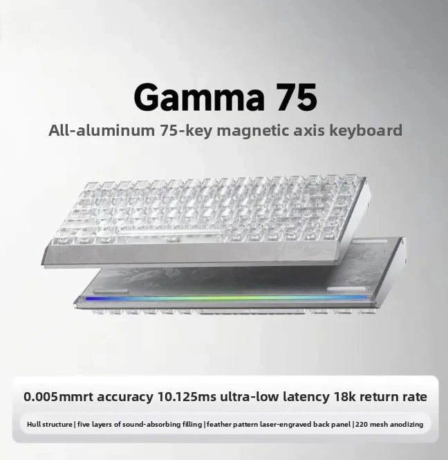 (prateado) Teclado Magnético Totalmente Em Alumínio, Layout De 75 Teclas