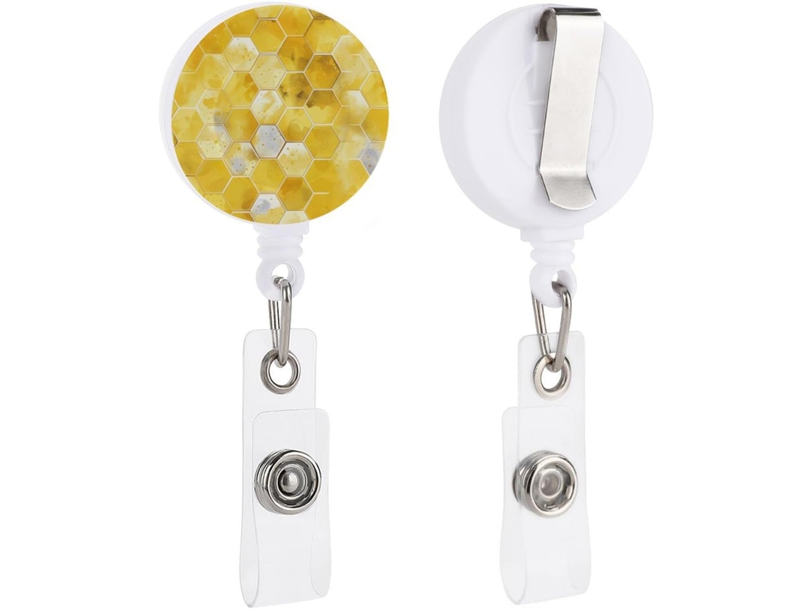 Porta Crachás Retrátil Com Chaveiro Mosquetão e Argola, Identificação Porta Crachás, Porta Crachás