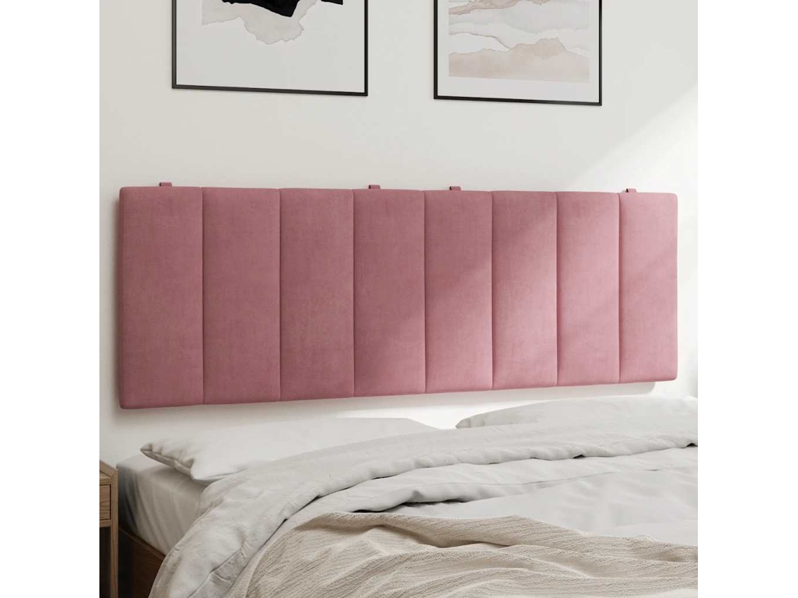 Vidaxl Almofadão De Cabeceira Hanko 140 Cm Veludo Rosa
