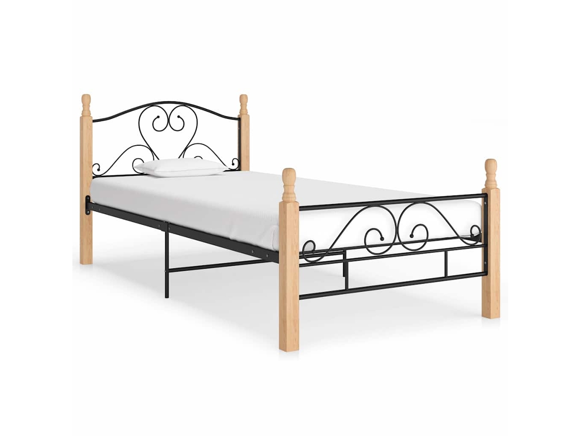 Vidaxl Estrutura De Cama 90x200 Cm Metal Preto