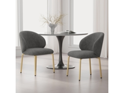 2 Peças Banqueta Giratória de Chenille Banquinho Moderno com Giro 360°, Estrutura Metálica Dourada, Assento Acolchoado para Cozinha, Bar e Sala
