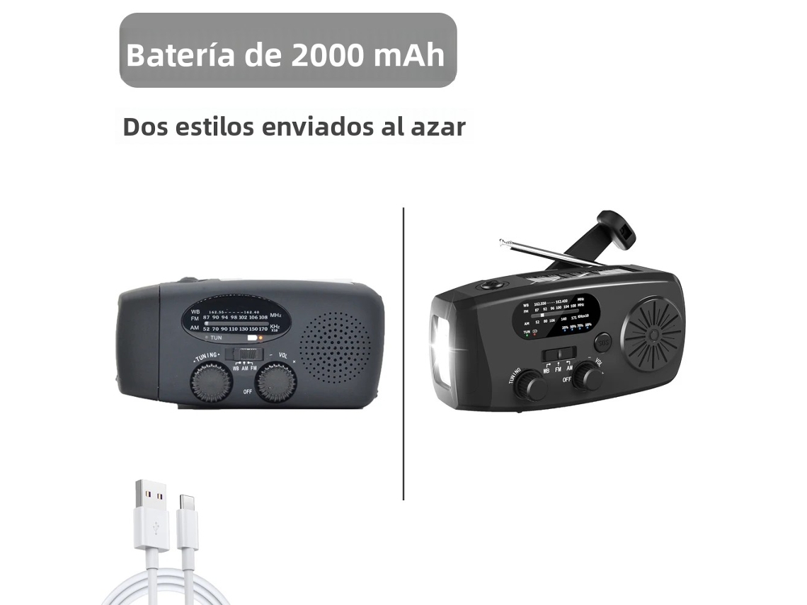 Rádio de Emergência 2000mah MDUG (preto)