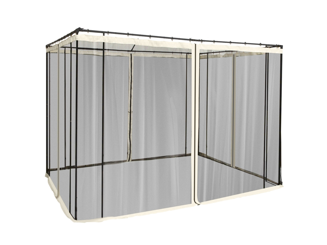 Conjunto de 4 Painéis Laterais de 3x2m para Tenda de Jardim, Tela Mosquiteira com Zíperes e Argolas, Preto ESSÊNCIACASA