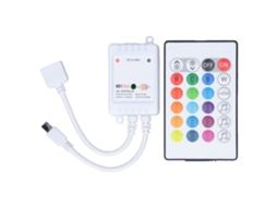 Controlador Led RGB inteligente Primerox com controle remoto 24 chaves, 16 cores, 4 modos, 5V e 24V | S/MARCA