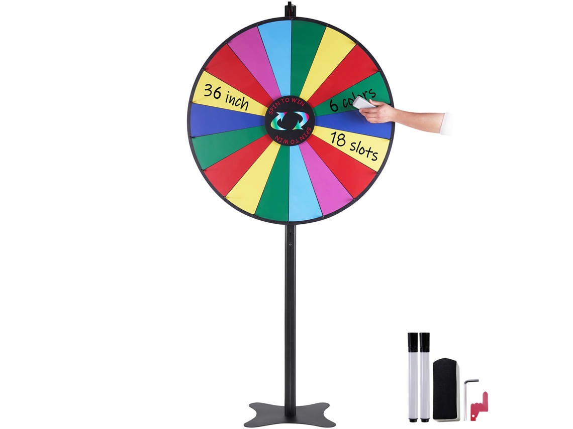 VEVOR 36 Spinning Prize Wheel 18 Slots Roda Girador Mesa Piso de Pé