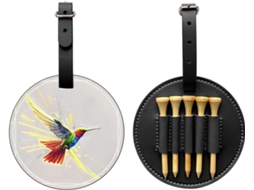 Bolsa para Tees de Golfe com Estampa de Beija-Flor Luminoso, Preta | S/MARCA