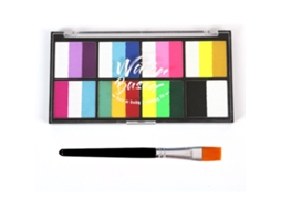 Conjunto de Tinta Aquarela 18 Cores com 4 Pincéis e 4 Estênceis Seguro Não Tóxico para Pintura Facial Corporal Halloween Cosplay Festas