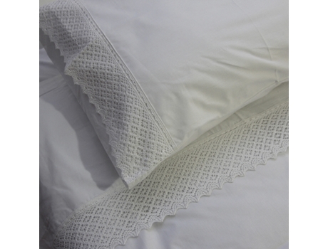 Jogo de Cama com Renda 1799 Branco 3Pcs 240x270cm — 100% Algodão