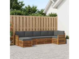 Vidaxl Conjunto De Sofás Para Exterior 6 Unid. Natural E Antracite