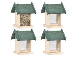 Vidaxl Comedouros De Pássaros 4 Pcs Madeira De Abeto