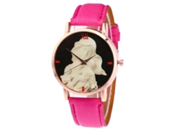Reloj Unisex Niños Niñas Correa Cuero Pu Casual De Moda Rojo Rosa