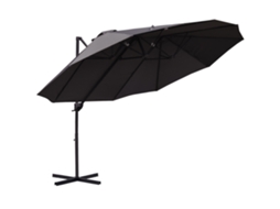 Guarda-sol Duplo, Guarda-sol De Braço Articulado Com Manivela, Guarda-sol De Jardim Ajustável, Proteção Solar, Metal, Cinza Escuro, 440 X 270 X 250 Cm