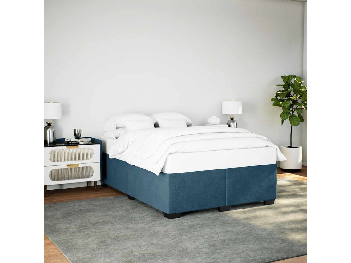 Vidaxl Estrutura De Cama 160x200 Cm Veludo Azul