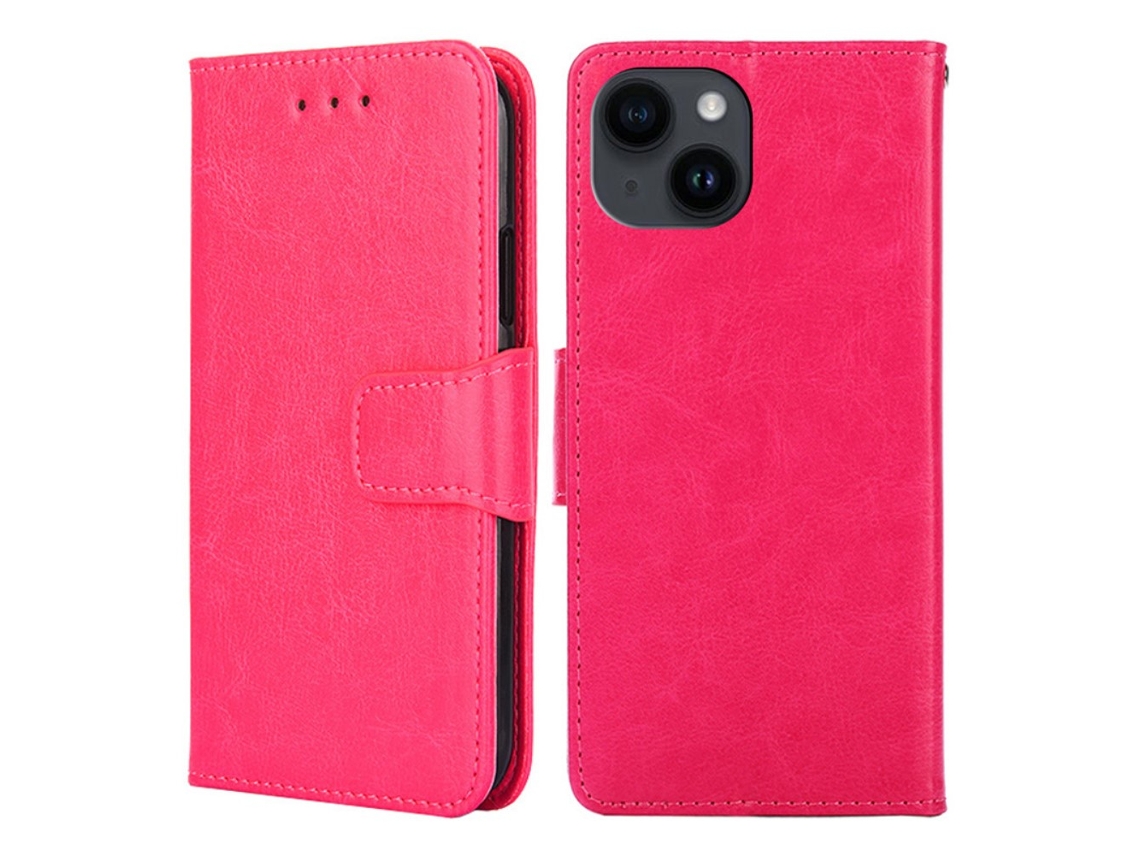 Capa Para Iphone 15 Plus Pele Sintética Rosa