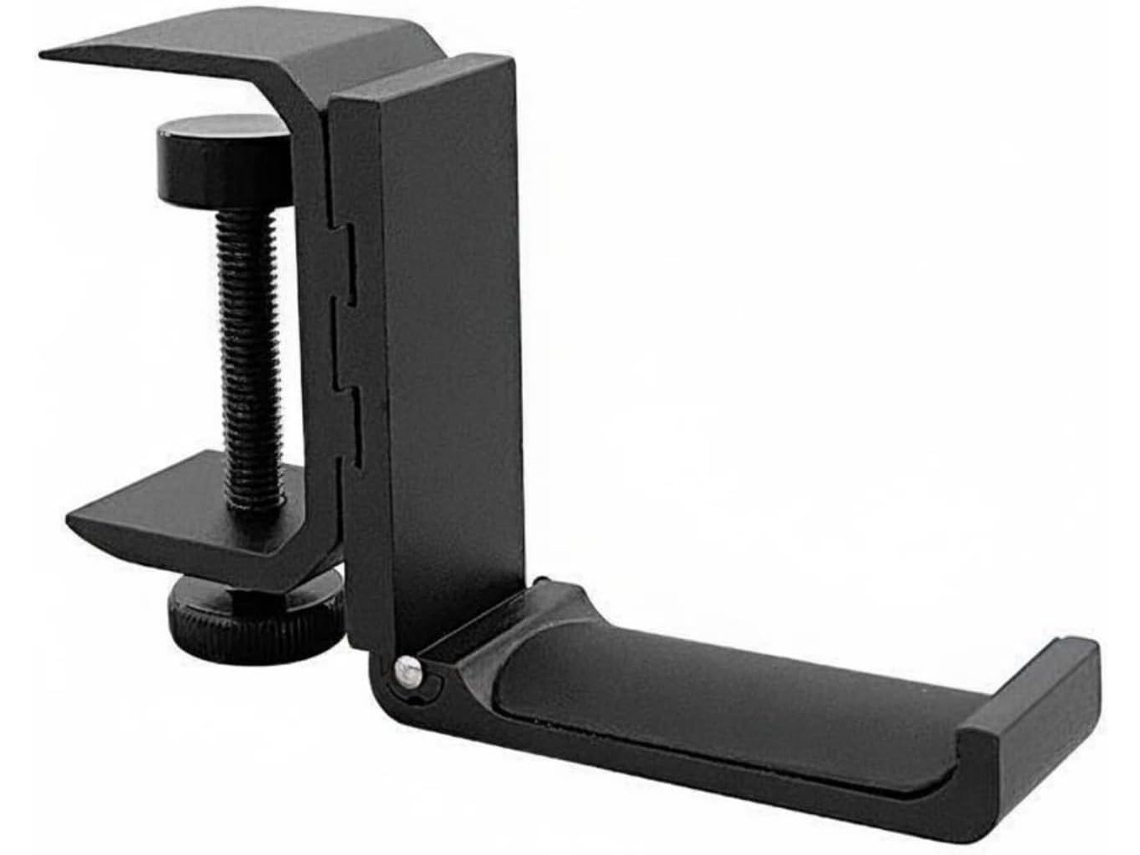 Suporte Para Fones De Ouvido Com Fixação Por Grampo, Preto, Compacto E Dobrável Para Prateleira