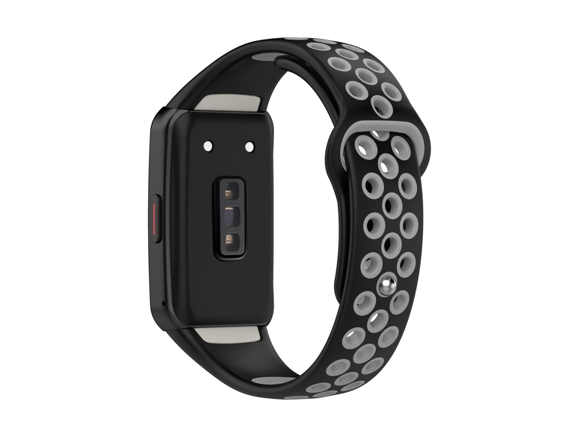 Bracelete Silicone Duas Cores Ajustável para Huawei Band 6/Honor Band 6 Preto/Cinza