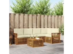 Vidaxl Conjunto De Sofá Sectional Com Almofada 6 Pcs Natural E Creme