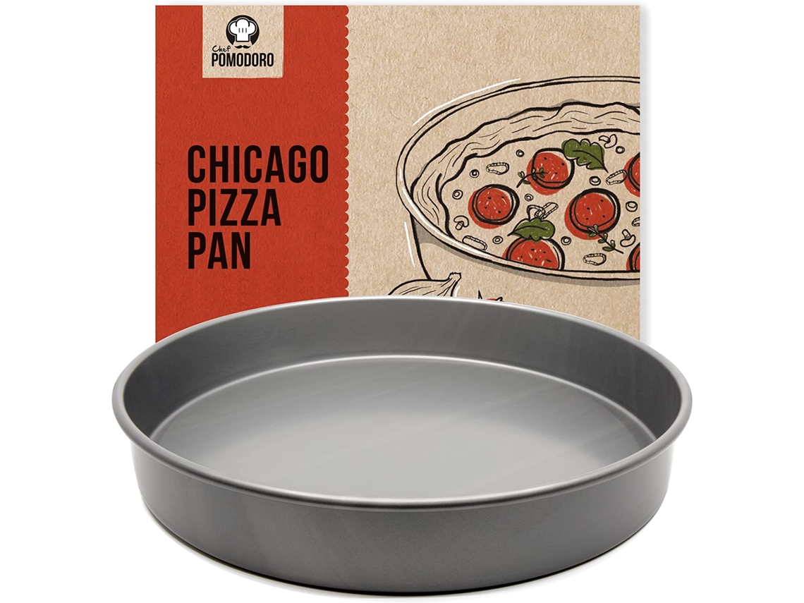 Chef Pomodoro Chicago Dish Deep Pizza Pan 12 Polegadas Alumínio Anodizado Utensílios de Cozinha de Bakeware Pré-Temperados 12 Polegadas